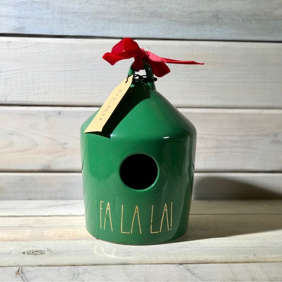 Rae Dunn FA LA LA! Christmas Green Birdhouse NWT - Picture 1 of 4